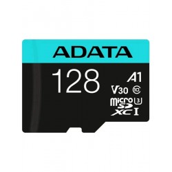 Карта памяти ADATA microSDXC AUSDX128GUI3V30SA2-RA1 Premier Pro 128GB + SD адаптер (черный)