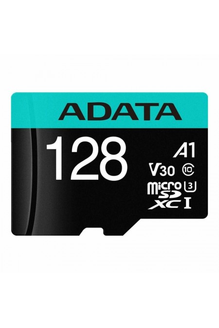 Карта памяти ADATA microSDXC AUSDX128GUI3V30SA2-RA1 Premier Pro 128GB + SD адаптер (черный) 