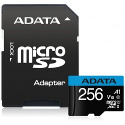 Карта памяти ADATA MicroSDXC Premier Class10 UHS-I A1 256GB + SD адаптер (AUSDX256GUICL10A1-RA1)