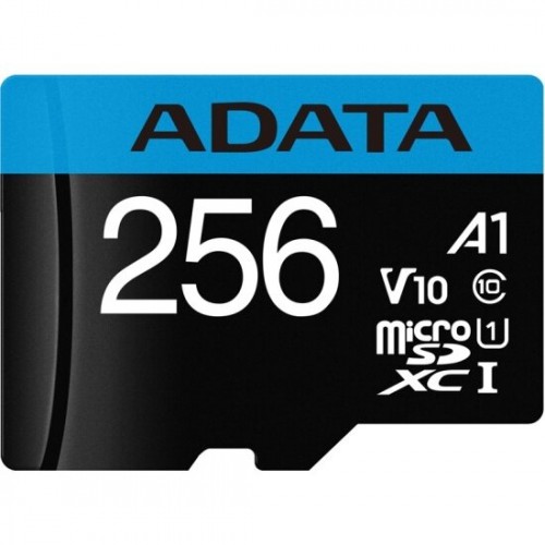 Карта памяти ADATA MicroSDXC Premier Class10 UHS-I A1 256GB + SD адаптер (AUSDX256GUICL10A1-RA1) 1