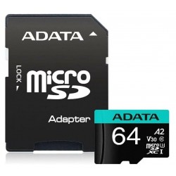 Карта памяти ADATA microSDXC Premier Pro 64GB (AUSDX64GUI3V30SA2-RA1) (черный)