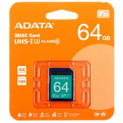 Карта памяти ADATA Premier Pro SDXC Class 10 UHS-I U3 V30S 64GB (ASDX64GUI3V30S-R)