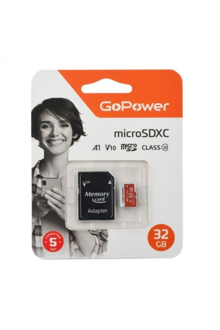 Карта памяти GOPOWER Class10 UHS-I (U3) 32GB (00-00025679) + SD адаптер 