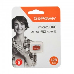 Карта памяти GoPower microSD Class10 UHS-I (U3) V30 128GB без адаптера (красный/белый)