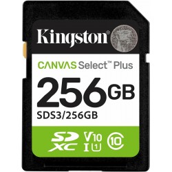 Карта памяти Kingston Canvas Select Plus 150 МБ/с Class 10 UHS-I U3 SDS3/256GB (черный)