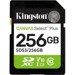 Карта памяти Kingston Canvas Select Plus 150 МБ/с Class 10 UHS-I U3 SDS3/256GB (черный)