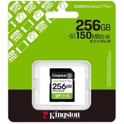 Карта памяти Kingston Canvas Select Plus 150 МБ/с Class 10 UHS-I U3 SDS3/256GB (черный) 2