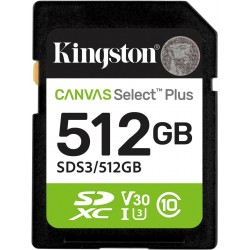 Карта памяти Kingston Canvas Select Plus 150 МБ/с Class 10 UHS-I U3 SDS3/512GB (черный)