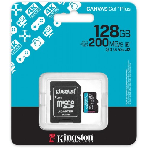 Карта памяти Kingston microSDXC Canvas Go! Plus SDCG4/128GB V30 A2 128GB + SD adapter 2