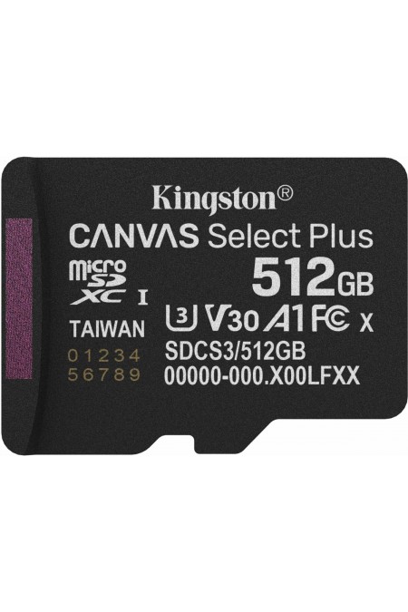 Карта памяти Kingston microSDXC Canvas Select Plus V30 A1 512GB SDCS3/512GBSP 