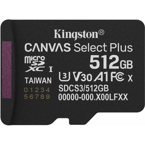 Карта памяти Kingston microSDXC Canvas Select Plus V30 A1 512GB SDCS3/512GBSP 