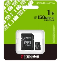 Карта памяти Kingston microSDXC Canvas Select Plus V30 A1 SDCS3/1TB + SD адаптер (черный)