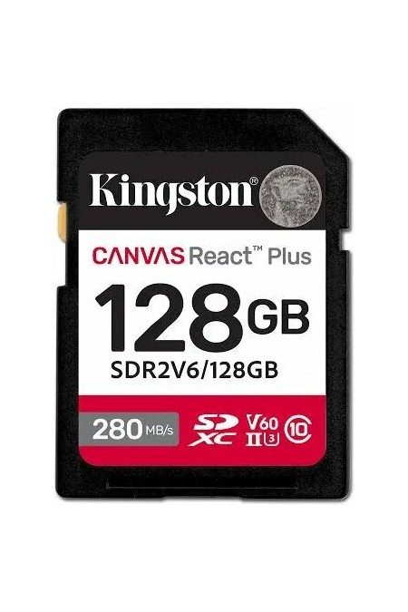 Карта памяти Kingston SDXC Canvas React Plus 128GB (SDR2V6/128GB) (черный) 