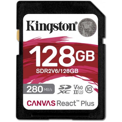 Карта памяти Kingston SDXC Canvas React Plus 128GB (SDR2V6/128GB) (черный) 