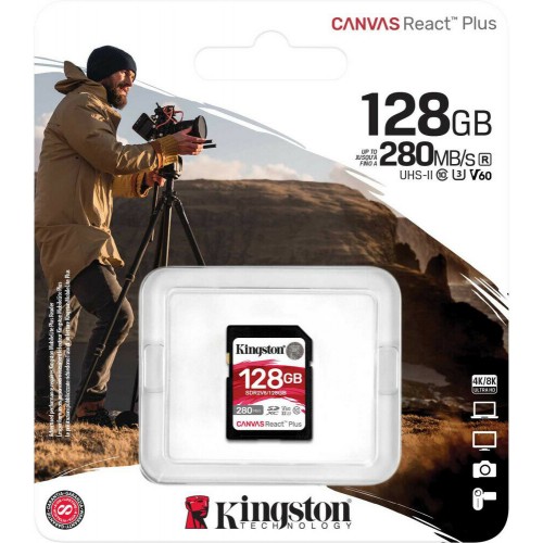 Карта памяти Kingston SDXC Canvas React Plus 128GB (SDR2V6/128GB) (черный) 1
