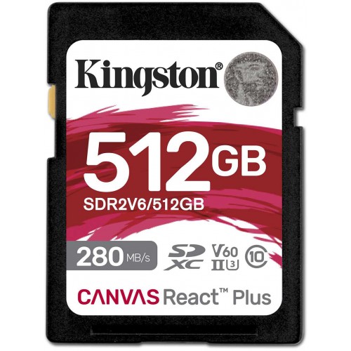 Карта памяти Kingston SDXC Canvas React Plus SDR2V6/512GB 512GB (черный) 