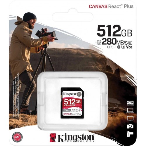 Карта памяти Kingston SDXC Canvas React Plus SDR2V6/512GB 512GB (черный) 2