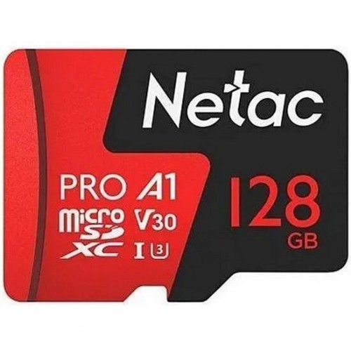 Карта памяти Netac MicroSD P500 Extreme Pro 128GB + SD адаптер (NT02P500PRO-128G-R) (черный/красный) 