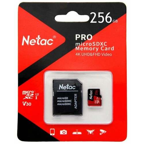 Карта памяти Netac MicroSD P500 Extreme Pro 256GB + SD адаптер (NT02P500PRO-256G-R) (черный/красный) 3
