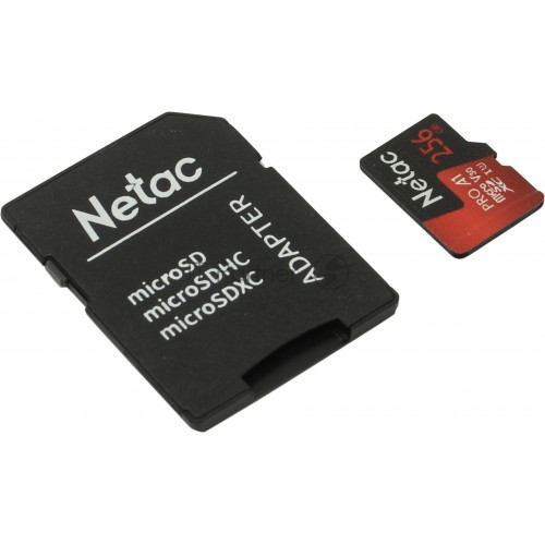 Карта памяти Netac MicroSD P500 Extreme Pro 256GB + SD адаптер (NT02P500PRO-256G-R) (черный/красный) 4