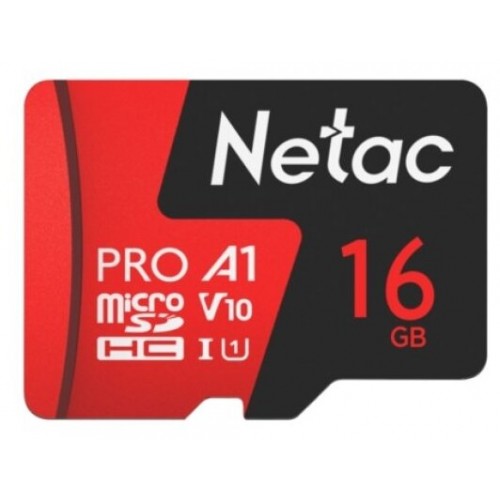 Карта памяти Netac MicroSD P500 Extreme Pro (NT02P500PRO-016G-S) 16GB (черный/красный) 