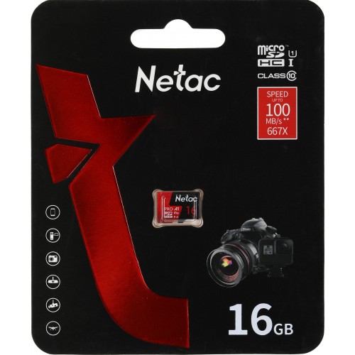 Карта памяти Netac MicroSD P500 Extreme Pro (NT02P500PRO-016G-S) 16GB (черный/красный) 6