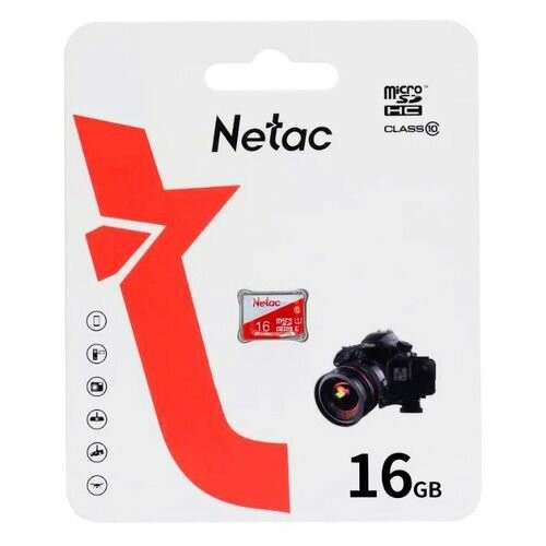 Карта памяти Netac microSDHC P500 ECO 16GB (NT02P500ECO-016G-S) (белый/красный) 