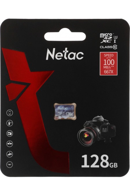 Карта памяти Netac microSDHC P500 ULTRA 128GB (NT02P500ULT-128G-S) 