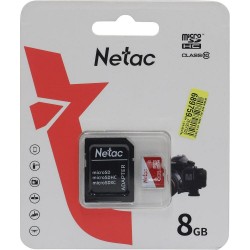 Карта памяти Netac NT02P500ECO-008G-R +SD адаптер (черный)