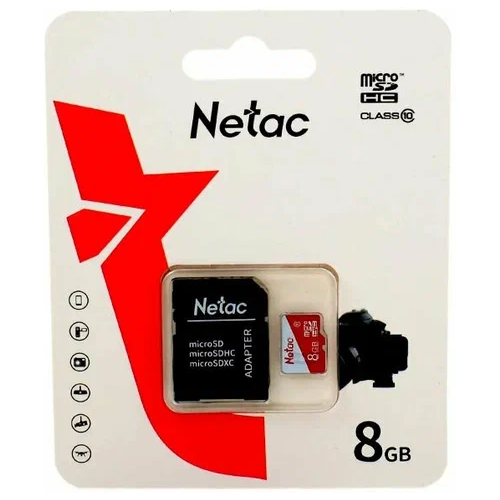 Карта памяти Netac NT02P500ECO-008G-R +SD адаптер (черный) 2