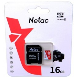Карта памяти Netac microSDHC P500 Eco (NT02P500ECO-016G-R) 16GB + CD адаптер (черный/белый/красный)