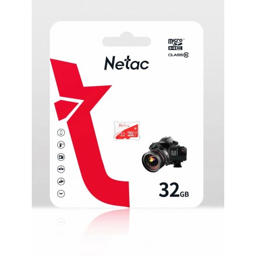 Карта памяти Netac microSDHC P500 Eco (NT02P500ECO-032G-S) 32GB (белый/красный) 1