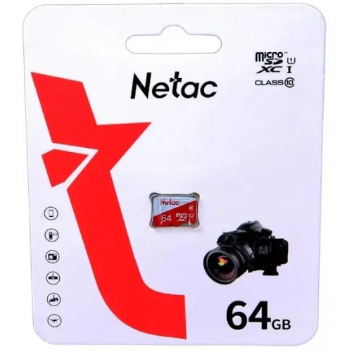 Карта памяти Netac P500 ECO MicroSDHC Class 10 UHS-I NT02P500ECO-128G-S 128GB (без SD адаптера) (красный/белый) 