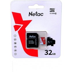 Карта памяти Netac P500 ECO microSDHC UHS-I U1 90 МБ/с Class 10 + SD адаптер (NT02P500ECO-032G-R) (белый/красный)