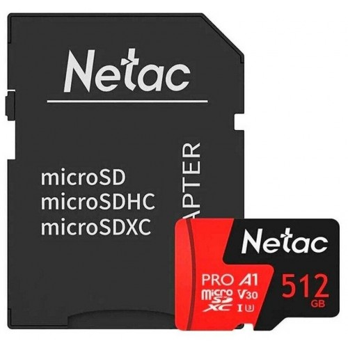 Карта памяти Netac P500 Extreme Pro 512GB + SD адаптер (NT02P500PRO-512G-R) (красный) 