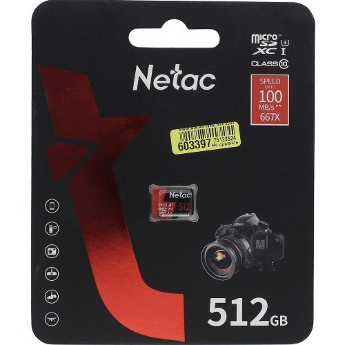 Карта памяти Netac P500 Extreme Pro 512GB + SD адаптер (NT02P500PRO-512G-R) (красный) 1