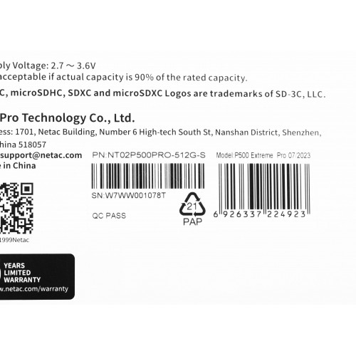 Карта памяти Netac P500 Extreme Pro 512GB + SD адаптер (NT02P500PRO-512G-R) (красный) 7