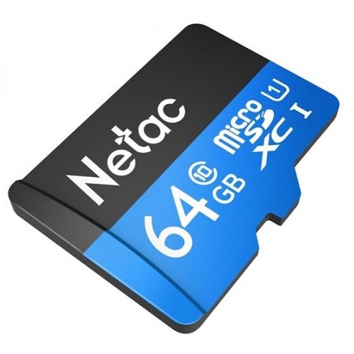 Карта памяти Netac P500 Standard 64GB + SD адаптер (NT02P500STN-064G-R) (черный) 