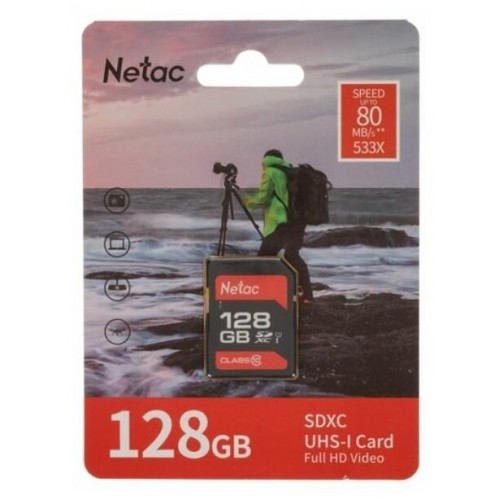 Карта памяти Netac SDHC P600 128GB (NT02P600STN-128G-R) (черный/красный) 1