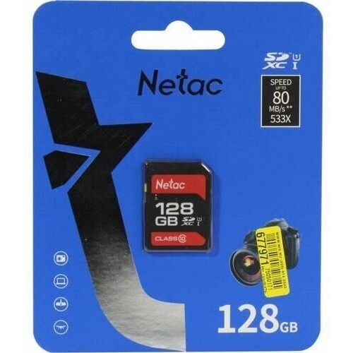 Карта памяти Netac SDHC P600 128GB (NT02P600STN-128G-R) (черный/красный) 2