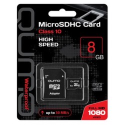 Карта памяти QUMO MicroSDHC Class 10 8GB +SD адаптер (QM8GMICSDHC10) (черный)