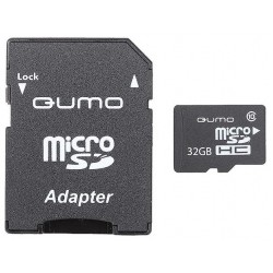 Карта памяти Qumo microSDHC class 10 UHS-I U1 32GB + SD адаптер (QM32GMICSDHC10U1) (черный)