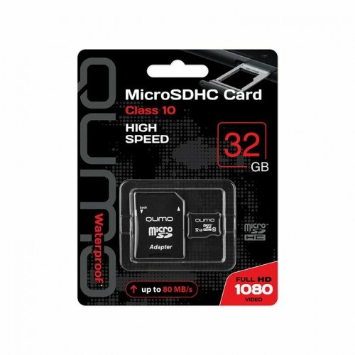 Карта памяти QUMO MicroSDHC Сlass 10 32GB +SD адаптер (QM32GMICSDHC10) 