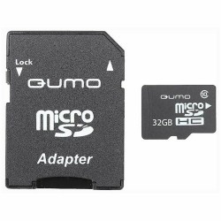 Карта памяти Qumo MicroSDHC Сlass 10 UHS-I U3 3.0 32GB + SD адаптер (QM32GMICSDHC10U3) (черный)