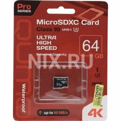 Карта памяти QUMO MicroSDXC 64GB (QM64GMICSDXC10U3NA) (черный)