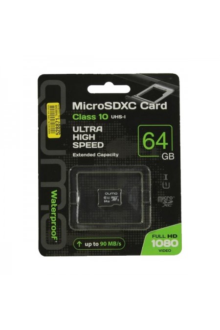 Карта памяти QUMO MicroSDXC 64Gb Сlass 10 UHS-I (QM64GMICSDXC10U1NA) (черный) 