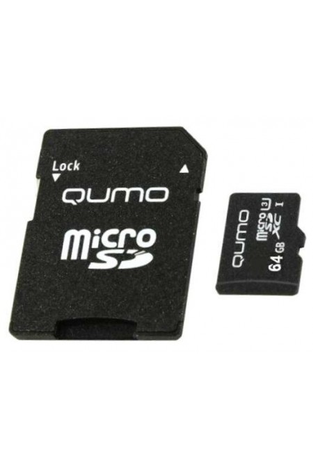 Карта памяти QUMO MicroSDXC 90/45 МБ/с UHS-I U3 Pro seria 3.0 64GB + (SD адаптер) (QM64GMICSDXC10U3) 1