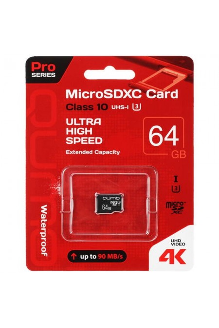 Карта памяти QUMO MicroSDXC 90/45 МБ/с UHS-I U3 Pro seria 3.0 64GB + (SD адаптер) (QM64GMICSDXC10U3) 9