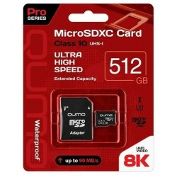 Карта памяти Qumo microSDXC Class 10 UHS-I U3 Pro 512GB + SD adapter (QM512GMICSDXC10U3) (черный)