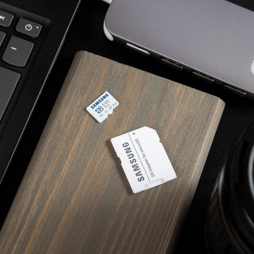 Карта памяти Samsung microSDXC EVO Plus Class 10 A2 V30 UHS-I 128GB адаптер на SD (белый) 7